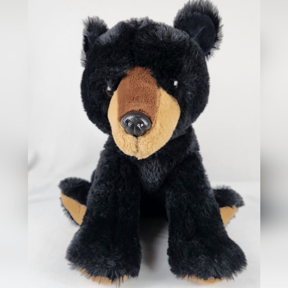 The Petting Zoo Black Bear Plush "I'm Recycled" Stuffed Animal Toy Sitting 12"